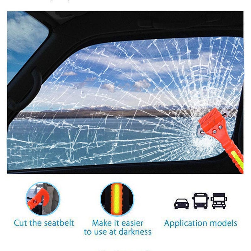 GoDeCho 4 PCS GoDeCho Car Emergency Escape Window Breaker and Seat Belt Cutter Hammer with Light Reflective Tape,Life Saving Survival Kit - Image 4